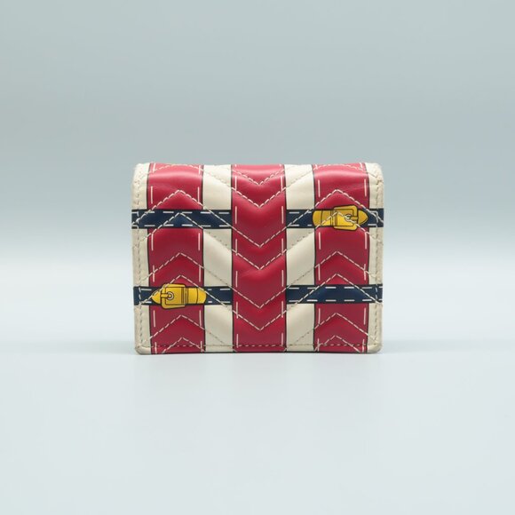 GUCCI White&Red Trompe L'Oeil Leather Wallet - Picture 3 of 12